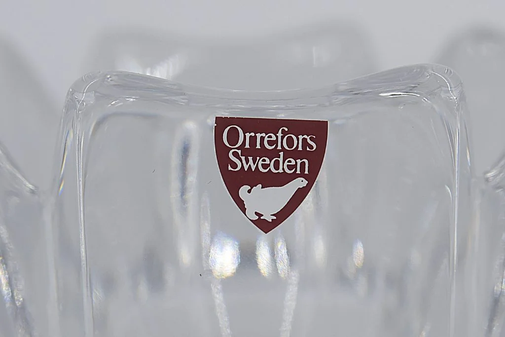 Crystal Corona Bowl, designed by Lars Hellsten, Orrefors, Sweden, 1970s