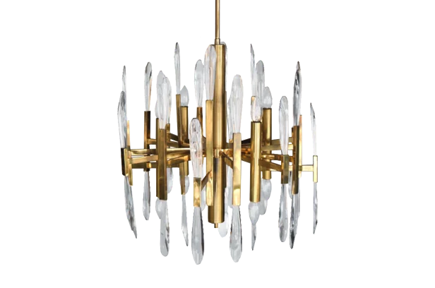 Brass chandelier, designed by G. Sciolari, Italy, 1970s