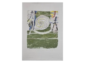 Colour lithograph, composition with figures, Jörgen Fogelqvist, 1977