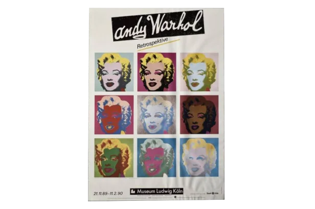Oryginalny plakat z wystawy Andy'ego Warhola "Marilyn Monroe RETROSPECTIVE" Museum Ludwig Köln, 1989/1990