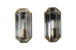 Geometric gold wall sconces, Italy, 1970s