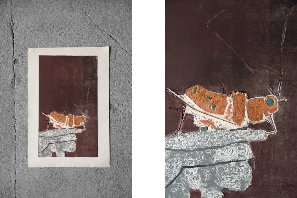 Colour lithograph, Ru van Rossem, Insect on Rock, 1962