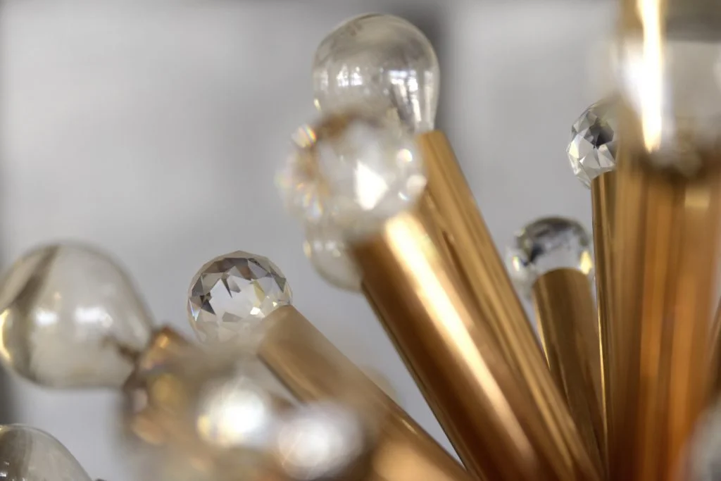 Brass Sputnik lamp with Swarovski crystals, Ernst Palme, Germany, 1960s
