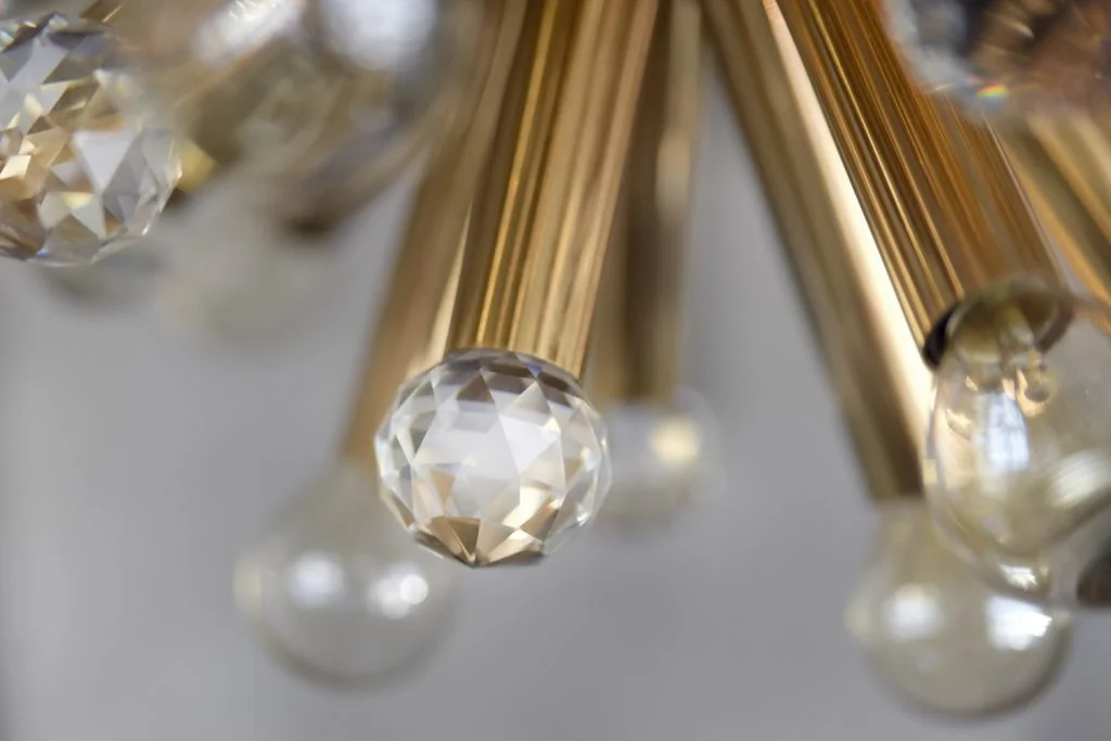 Brass Sputnik lamp with Swarovski crystals, Ernst Palme, Germany, 1960s