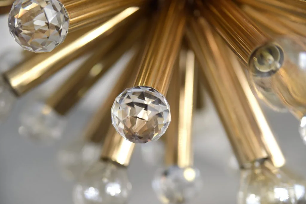 Brass Sputnik lamp with Swarovski crystals, Ernst Palme, Germany, 1960s