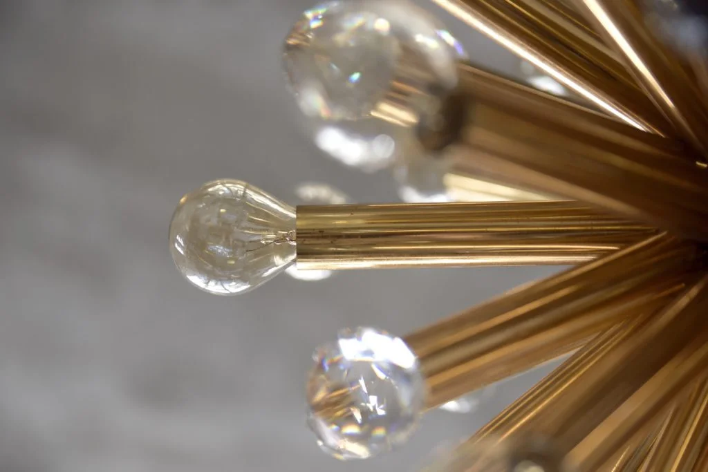 Brass Sputnik lamp with Swarovski crystals, Ernst Palme, Germany, 1960s