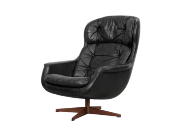 Vintage leather swivel armchair, Selig Imperial, Sweden, 1970s