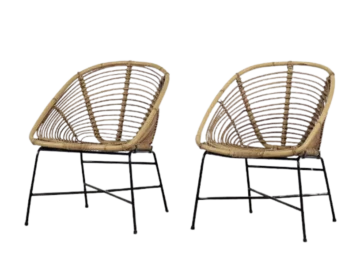 Pair of vintage bamboo armchairs, 1960s