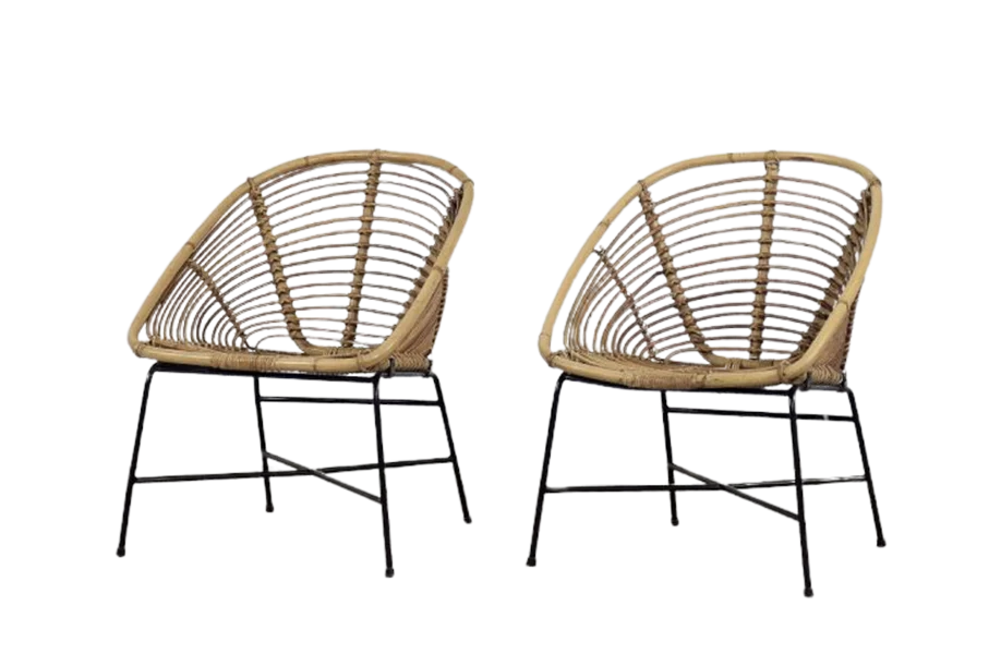 Pair of vintage bamboo armchairs, 1960s