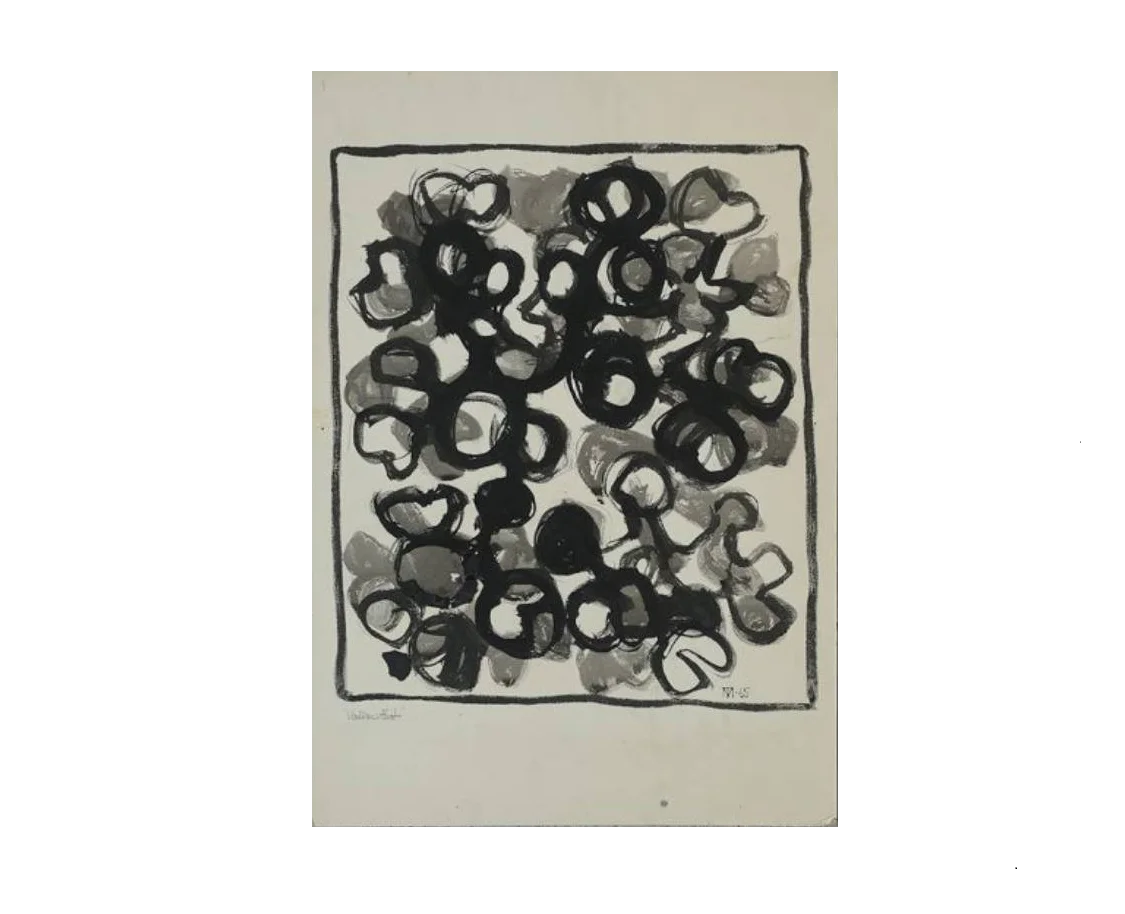 Mixed media on board, Margareta Treutiger, Vattenväxt, 1965