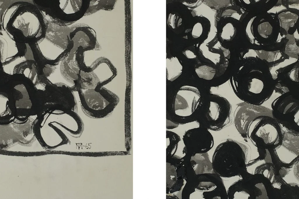 Mixed media on board, Margareta Treutiger, Vattenväxt, 1965