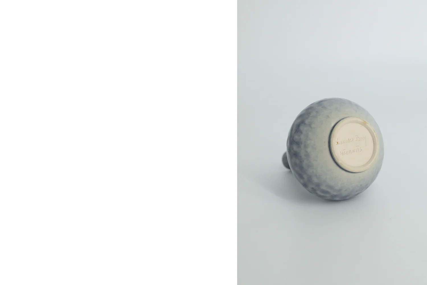 Small light blue stoneware vase, designed by Gunnar Borg for Höganäs Keramik, Sweden, 1960s