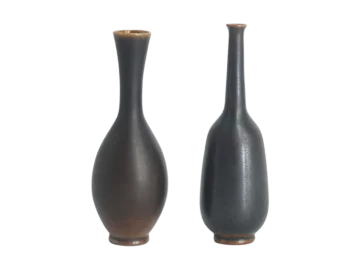 Komplet 2 wenge wazonów ceramicznych, proj. John Andersson, Höganäs Keramik, Szwecja, lata 50