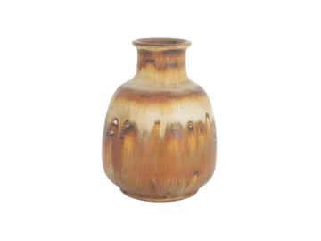 Small beige stoneware vase, designed by Gunnar Borg, Höganäs Keramik, Sweden, 1960s