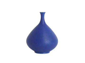 Small cobalt blue stoneware vase, designed by Gunnar Borg, Höganäs Keramik, Sweden, 1960s