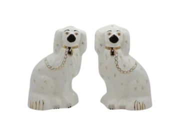Para ceramicznych figurek Staffordshire Spaniel Mantle Dogs numer 1378 - 4, Beswick England, Anglia, lata 60