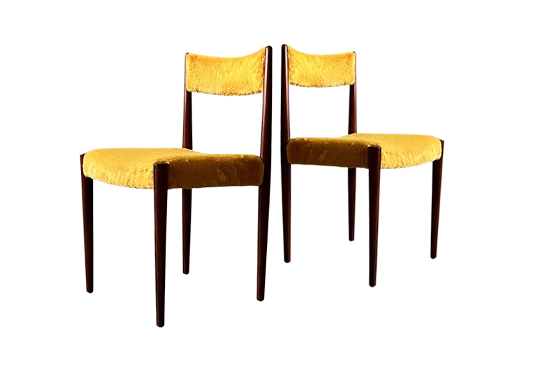 Pair of exotic wood chairs, Lübke, Germany, 1960s