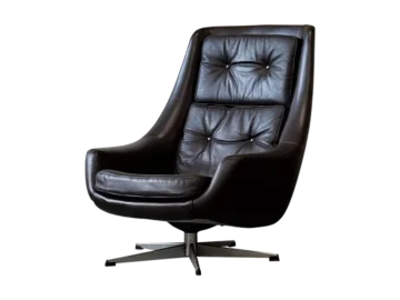 Leather swivel armchair, Denmark, 1960s