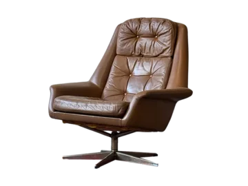Leather swivel armchair, Denmark, 1960s/70s