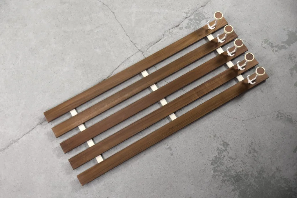 Wall-mounted coat rack, teak, Denmark, 1950s