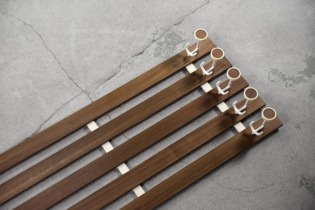 Wall-mounted coat rack, teak, Denmark, 1950s