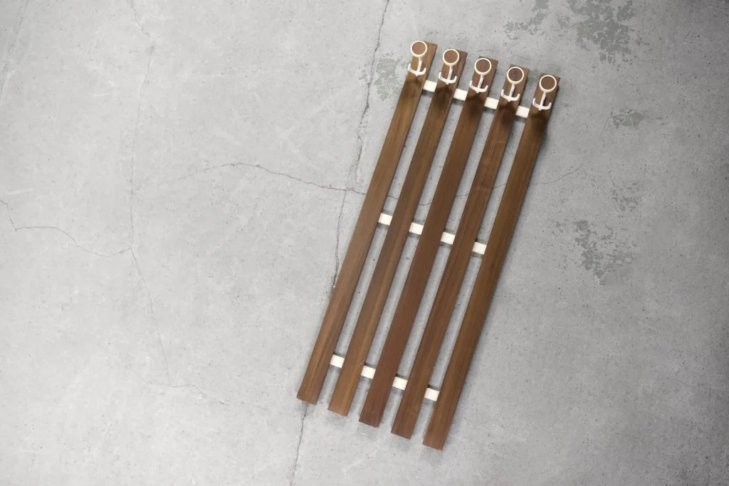 Wall-mounted coat rack, teak, Denmark, 1950s