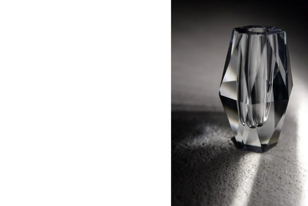 Glass Diamond vase, designed by Asta Strömberg, Strömbergshyttan, Sweden, 1960s