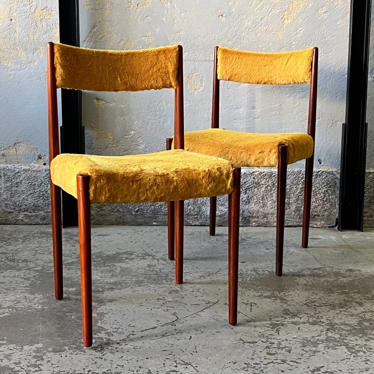 Pair of exotic wood chairs, Lübke, Germany, 1960s