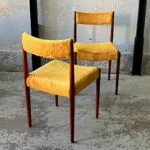 Pair of exotic wood chairs, Lübke, Germany, 1960s
