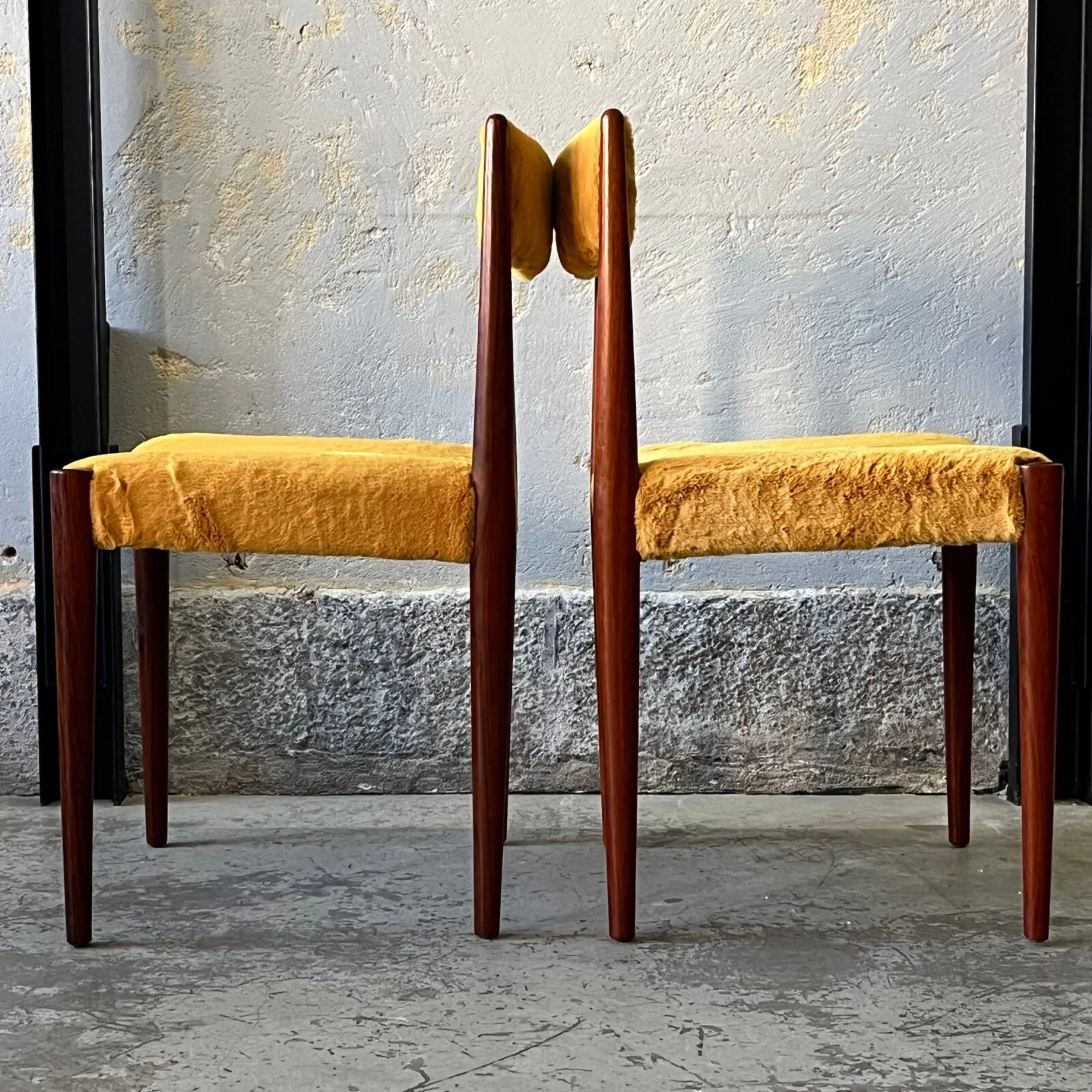 Pair of exotic wood chairs, Lübke, Germany, 1960s