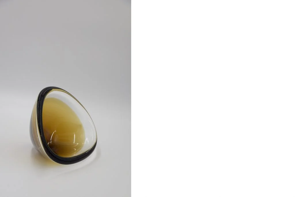 Gold-brown Sommerso glass bowl, Scandinavia, 1950s