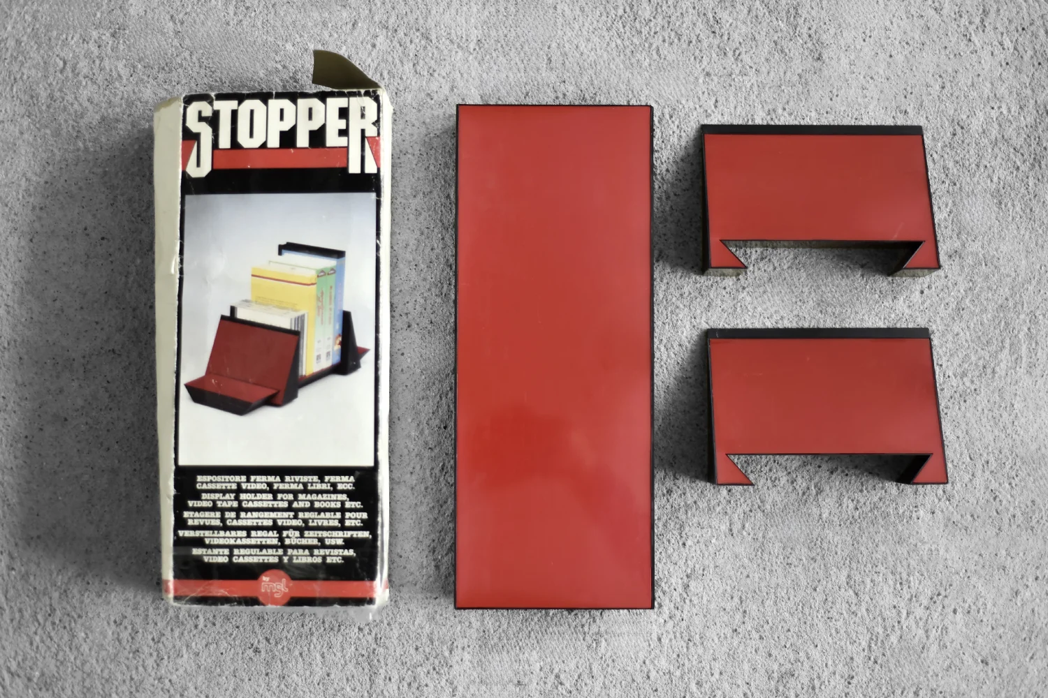 Space Age book stand, designed by Corus Associati, MGL Plast Fabriano, Italy, 1980s