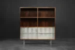 Rosewood shelving unit with glass shelves, Denmark, 1960s