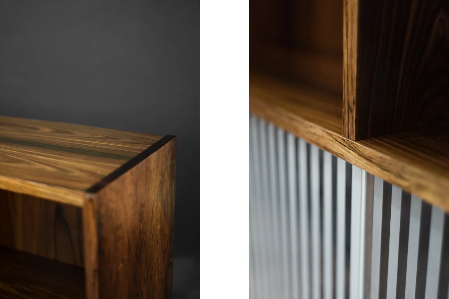 Rosewood shelving unit with glass shelves, Denmark, 1960s