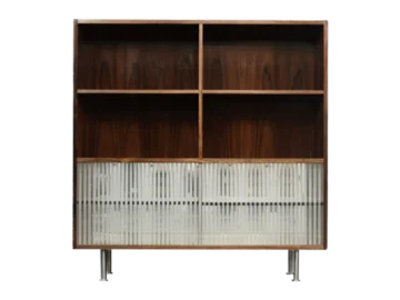 Rosewood shelving unit with glass shelves, Denmark, 1960s