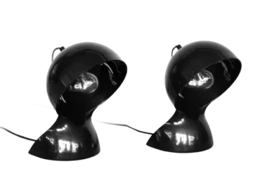 Pair of black Dalù table lamps, designed by Vico Magistretti, Artemide, Italy, 1960s