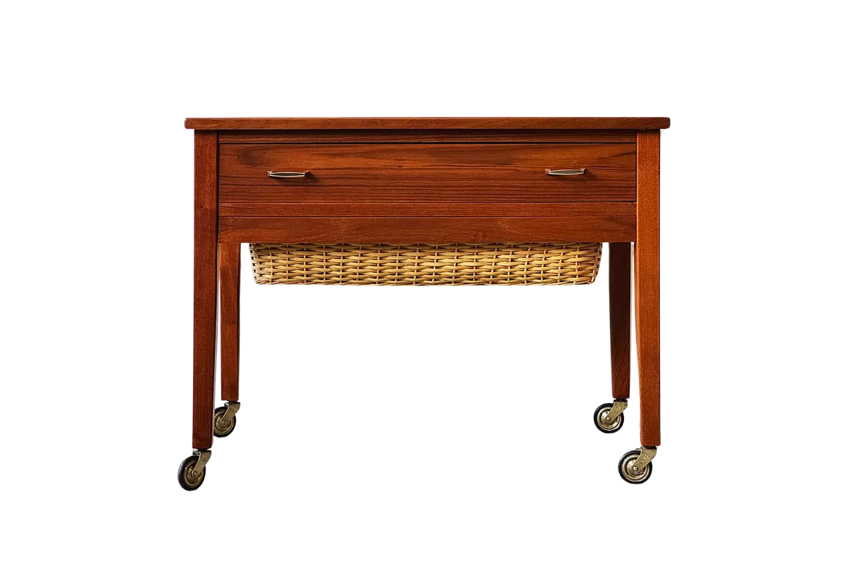 Mobile sewing table/sewing cabinet, Denmark, 1960s