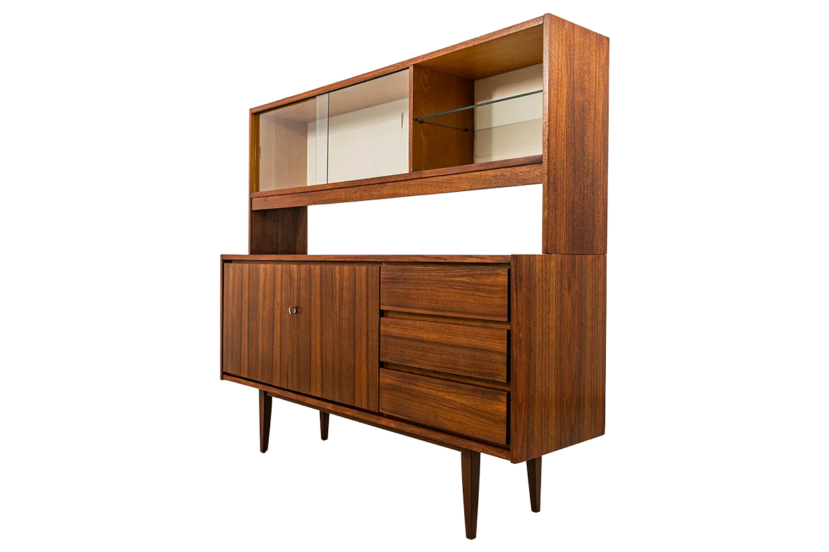 Vintage sideboard with hutch, Swarzędzkie Fabryki Mebli, PRL, 1970s