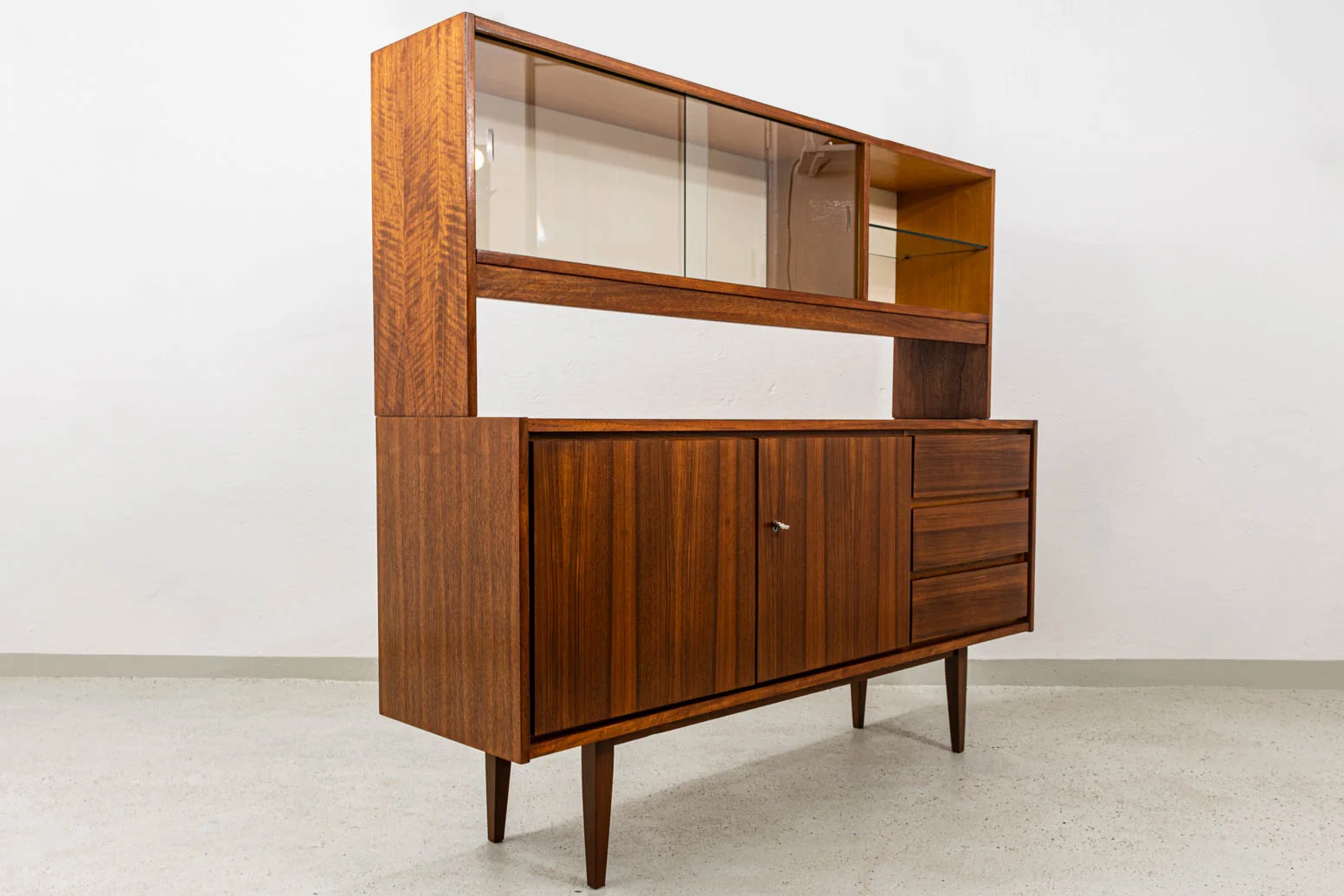 Vintage sideboard with hutch, Swarzędzkie Fabryki Mebli, PRL, 1970s