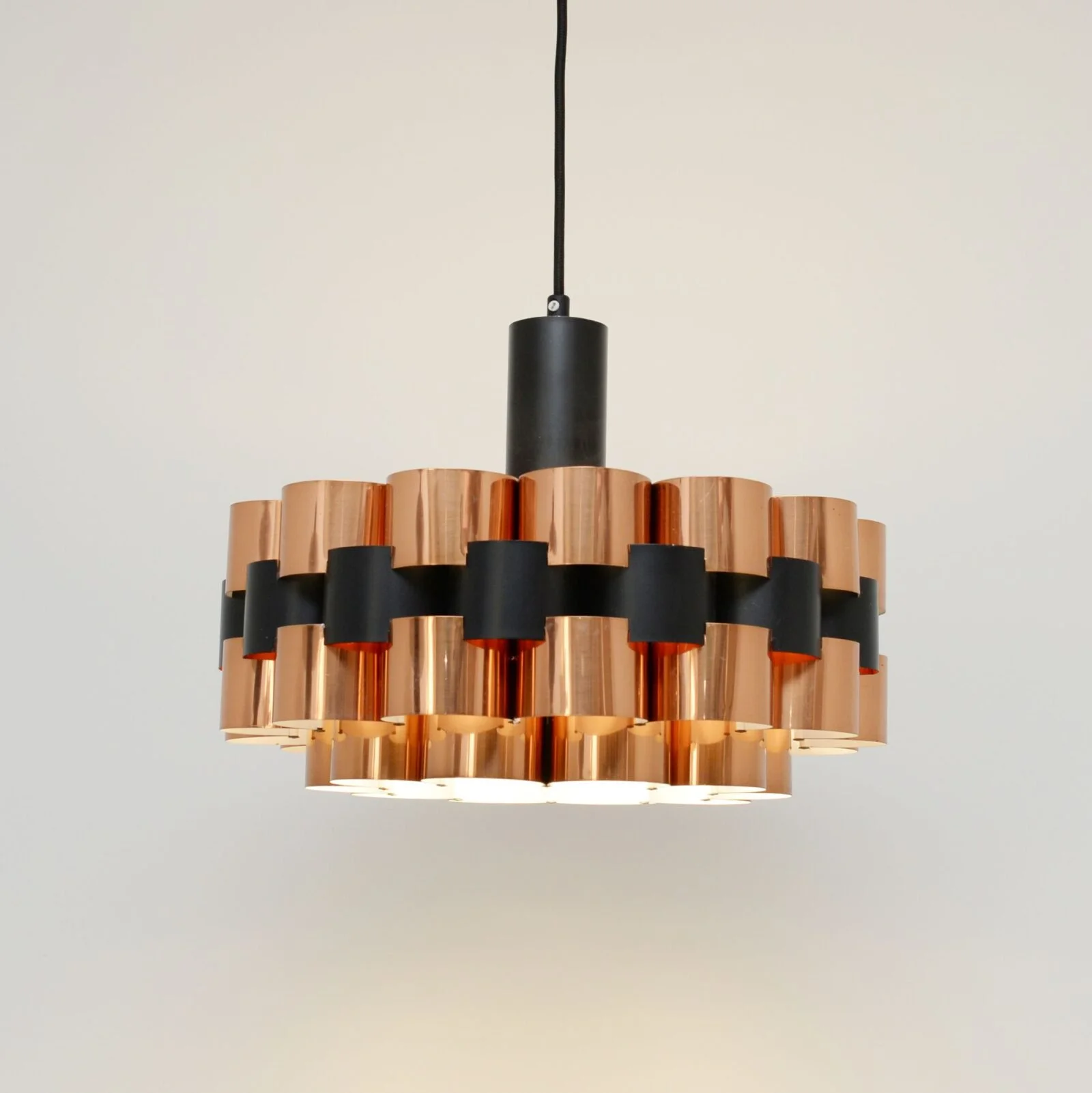 Copper lamp designed by Werner Schou for Coronell Elektro, 1970s