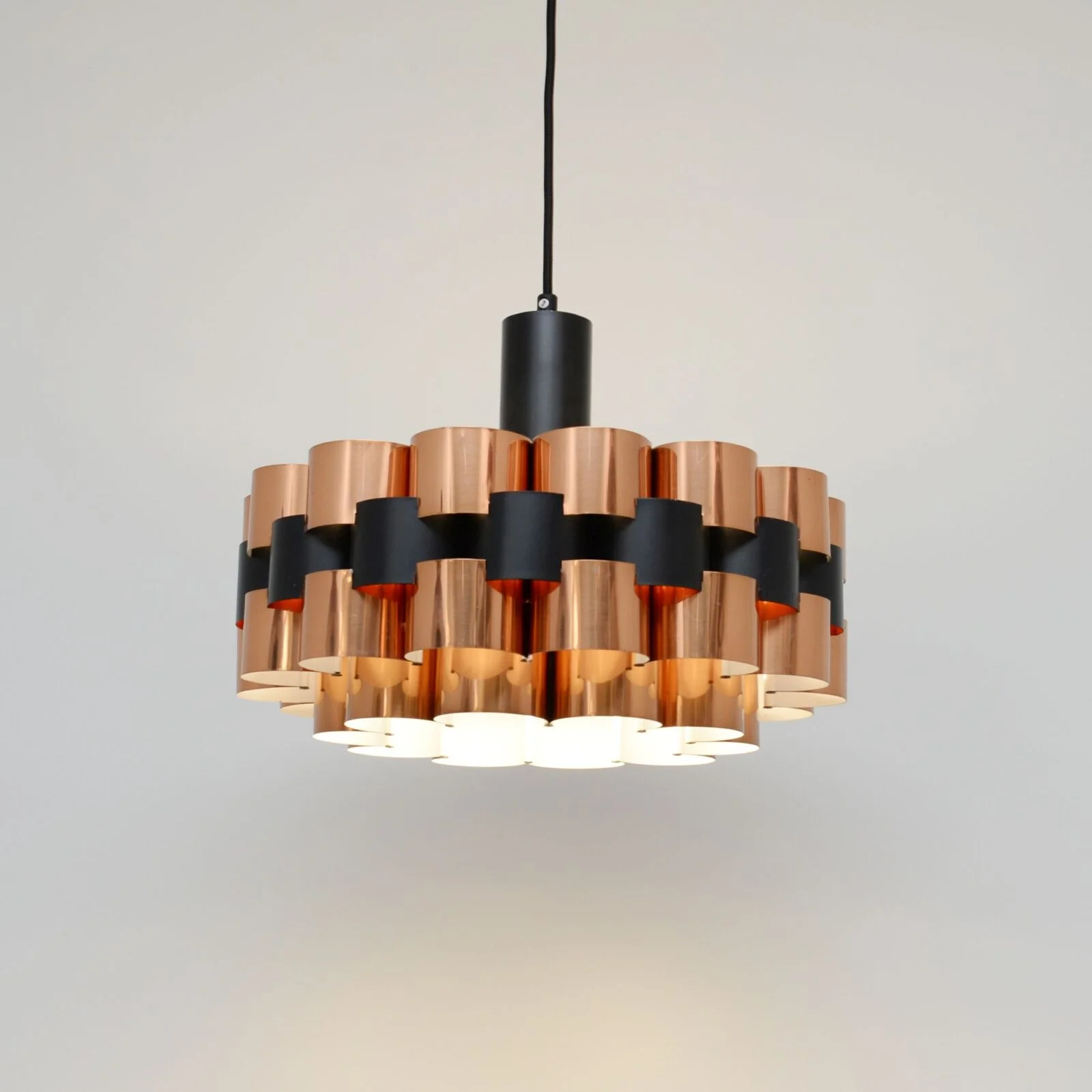 Copper lamp designed by Werner Schou for Coronell Elektro, 1970s