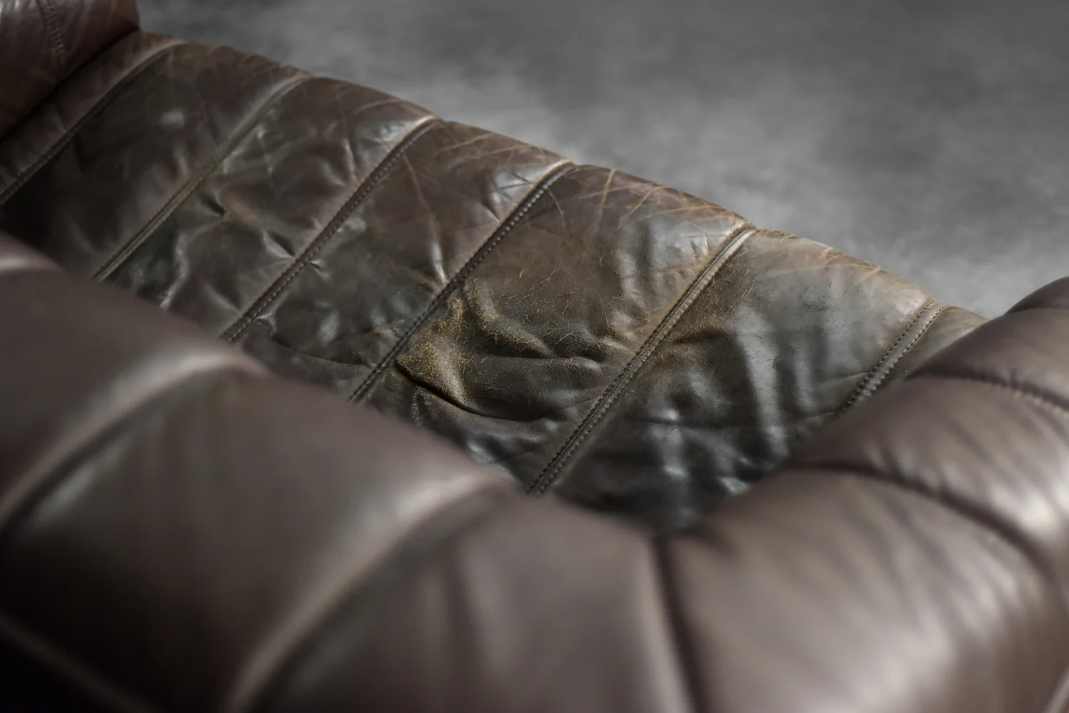 Vintage two-seater leather sofa, Denmark, 1970s
