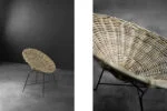 Round woven bamboo armchair, Germany, 1960s