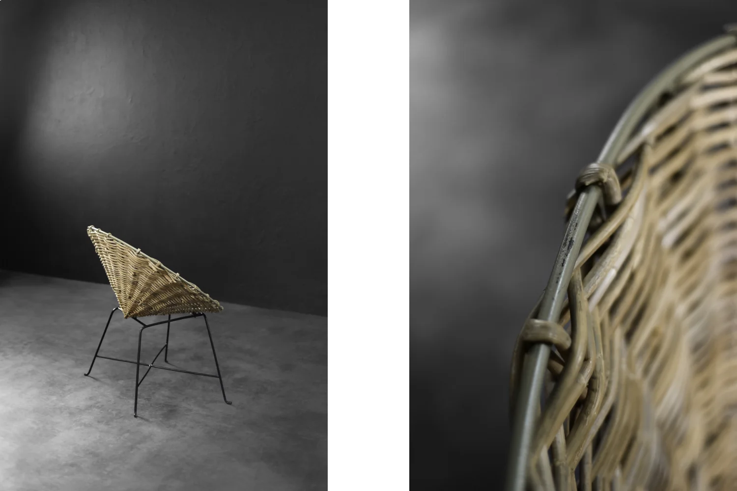 Round woven bamboo armchair, Germany, 1960s