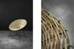 Round woven bamboo armchair, Germany, 1960s
