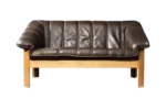 Vintage two-seater leather sofa, Denmark, 1970s