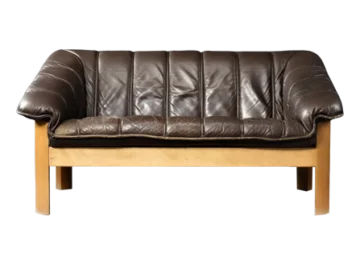 Vintage two-seater leather sofa, Denmark, 1970s