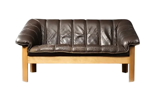 Vintage two-seater leather sofa, Denmark, 1970s