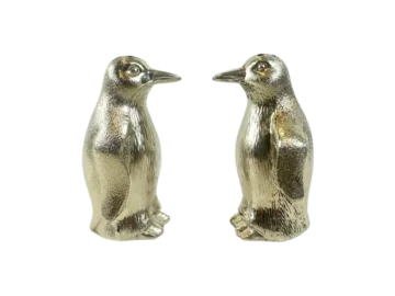 Silver-plated salt and pepper shakers, Penguins, Germany, 1970s