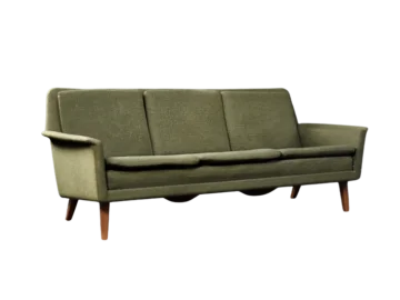 Three-seat green sofa, designed by Folke Ohlsson, Fritz Hansen, Denmark, 1960s